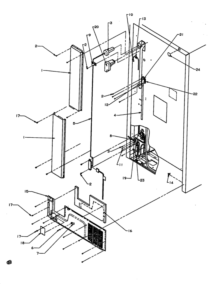 Cabinet Back Diagram and Parts List for TC18A3-P1181812W  Amana Refrigerator