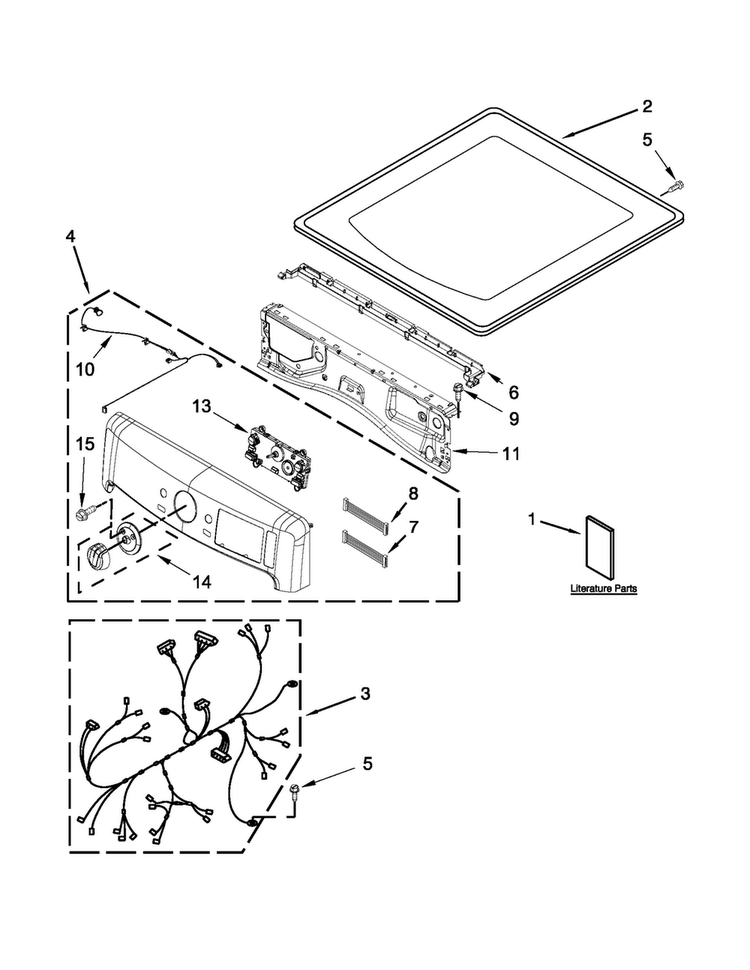 Top And Console Parts Diagram and Parts List for MED9000YW2  Maytag Dryer