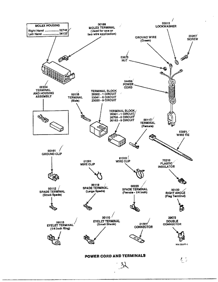 Power Cord And Terminals Diagram and Parts List for 6497-LW-9203  Amana Washer