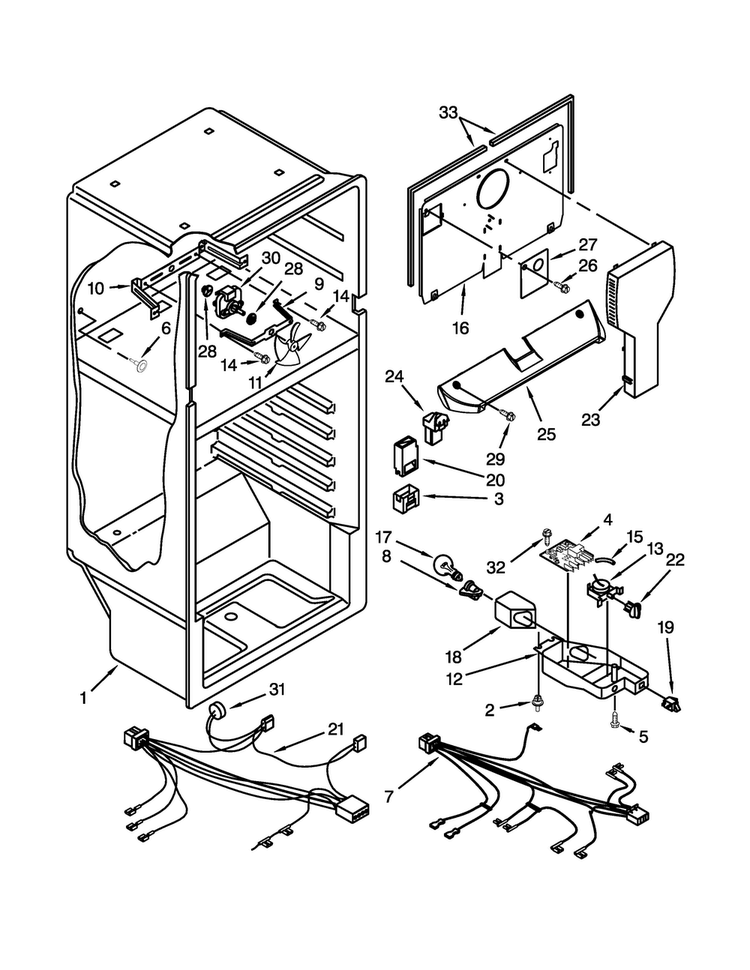 Liner Parts Diagram and Parts List for A8RXCGFXW03  Amana Refrigerator