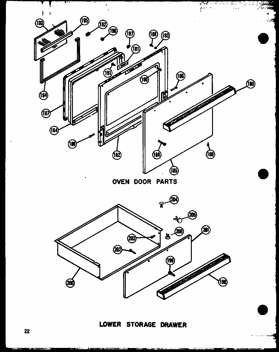 Oven Door Parts Diagram and Parts List for RVH-2 P72908-1M Amana Range Hood