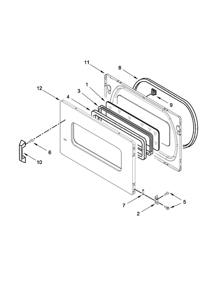 Door Parts Diagram and Parts List for MLG24PRAWW3  Maytag Dryer