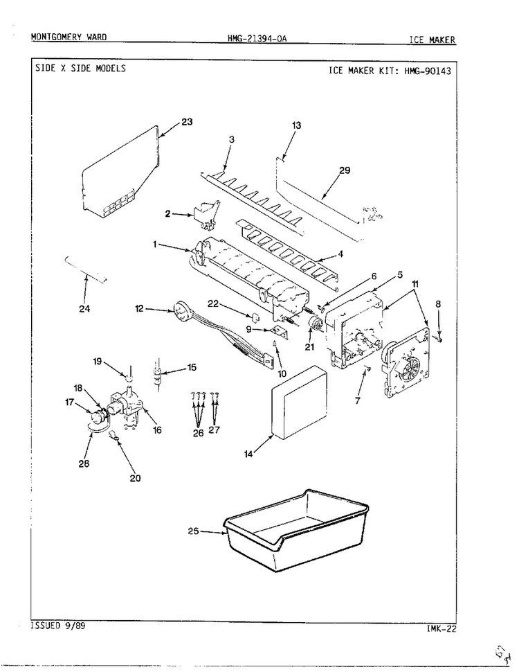 Ice Maker Diagram and Parts List for 21394-A  Admiral Refrigerator