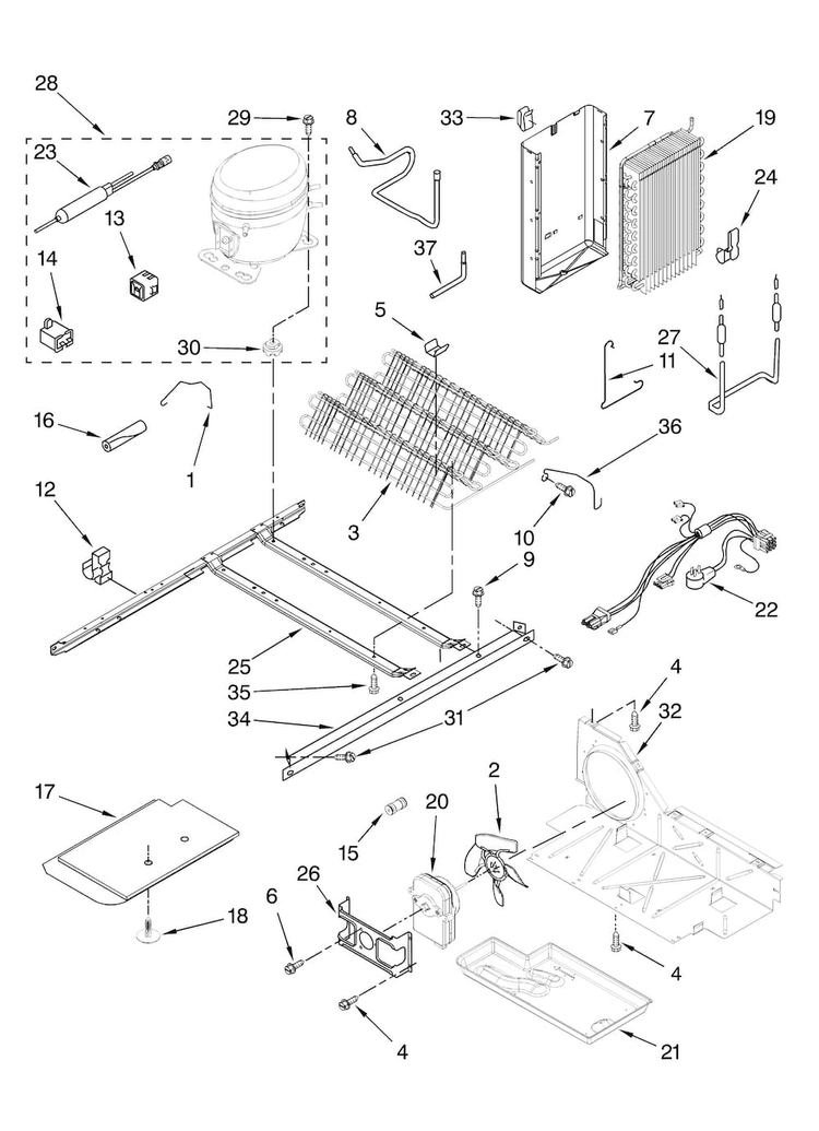 Unit Parts Diagram and Parts List for MSD2542VEU01  Maytag Refrigerator
