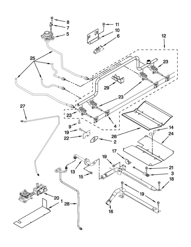 Manifold Parts Diagram and Parts List for MGS5752BDS21  Maytag Range
