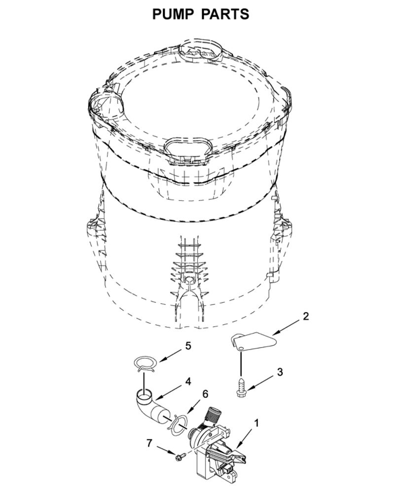 Pump Parts Diagram and Parts List for MVWB765FW3  Maytag Washer