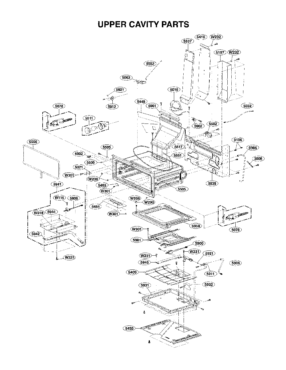 Upper Cavity Parts Diagram and Parts List for 72176033610  Kenmore Range