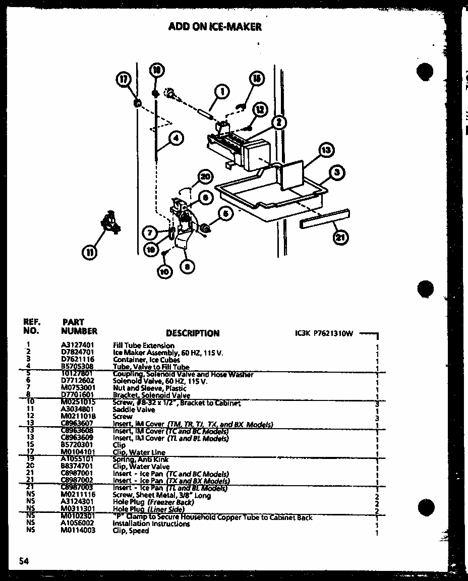 Section 7 Diagram and Parts List for TX18N-P1106212W  Amana Refrigerator