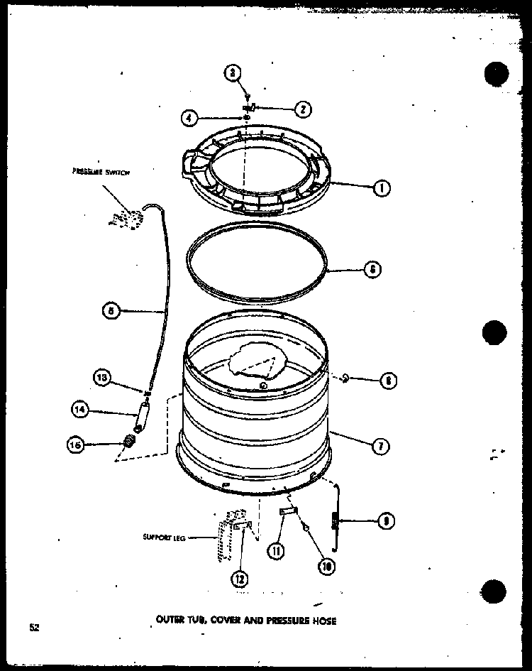 Section 16 Diagram and Parts List for TAA200 P75751-8W Amana Washer