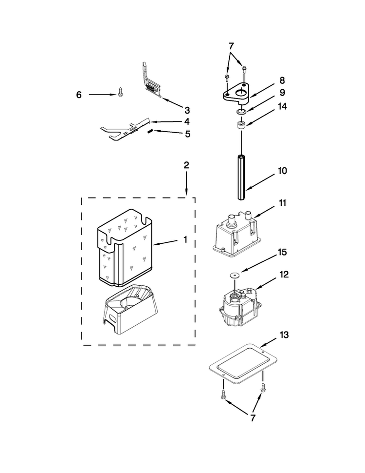 Motor And Ice Container Parts Diagram and Parts List for JS48SEDUDW15  Jenn-Air Refrigerator