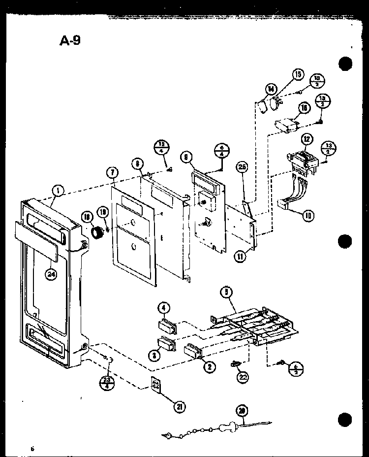 Control Panel Diagram and Parts List for RO-700 P75992-1M Amana Microwave