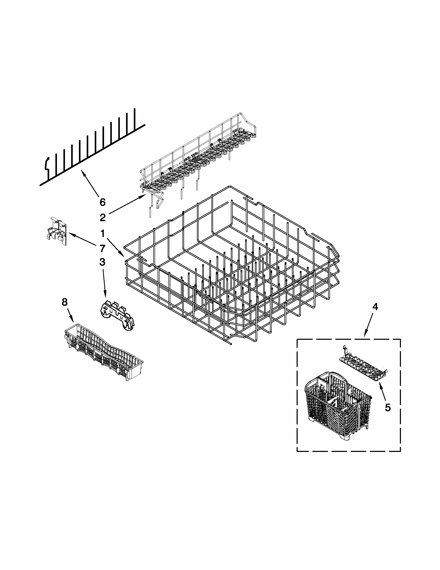 Lower Rack Parts Diagram and Parts List for MDB8959SBB2  Maytag Dishwasher