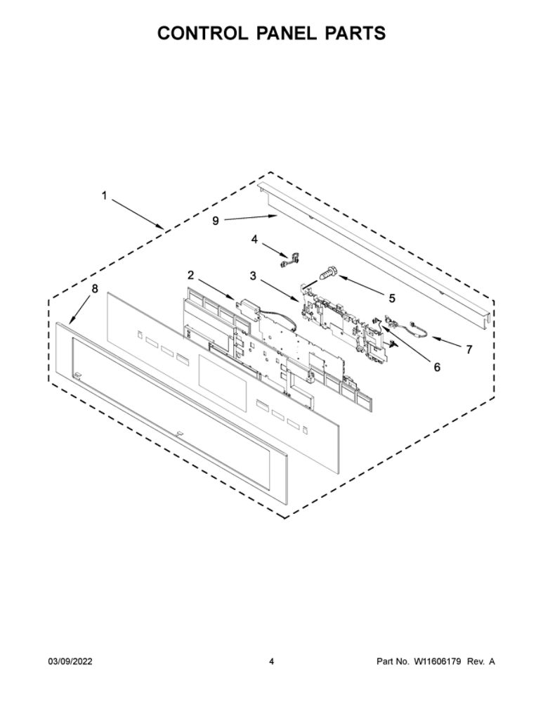 Control Panel Parts Diagram and Parts List for JMC2430LL00  Maytag Microwave
