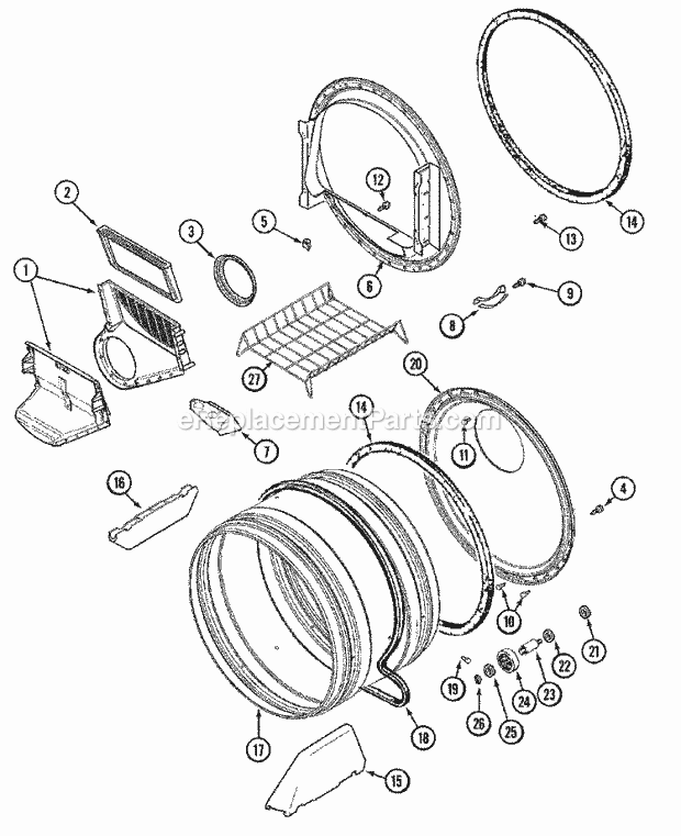 TUMBLER Diagram and Parts List for MDE9206AYW  Maytag Dryer