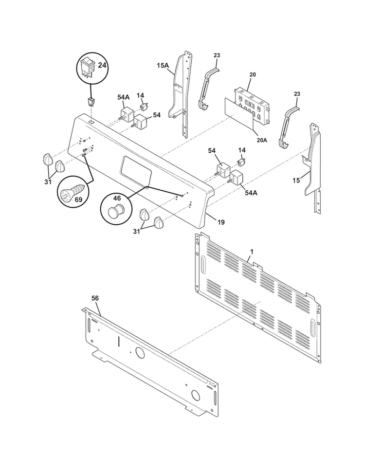 Backguard Diagram and Parts List for CRE3580PSA  Crosley Range