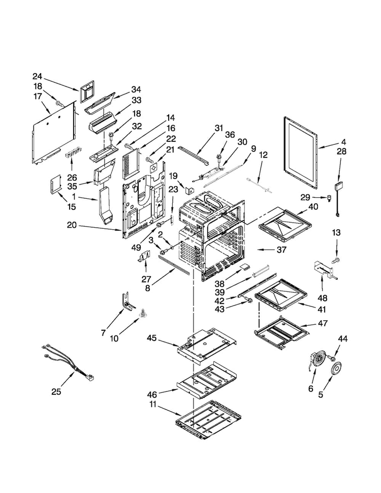 Chassis Parts Diagram and Parts List for JGR8890ADP22  Jenn-Air Range