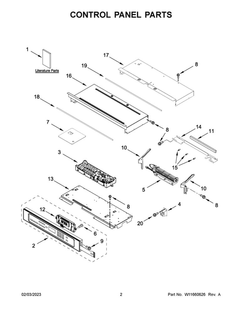 Control Panel Parts Diagram and Parts List for MEW9627FZ21  Maytag Wall Oven