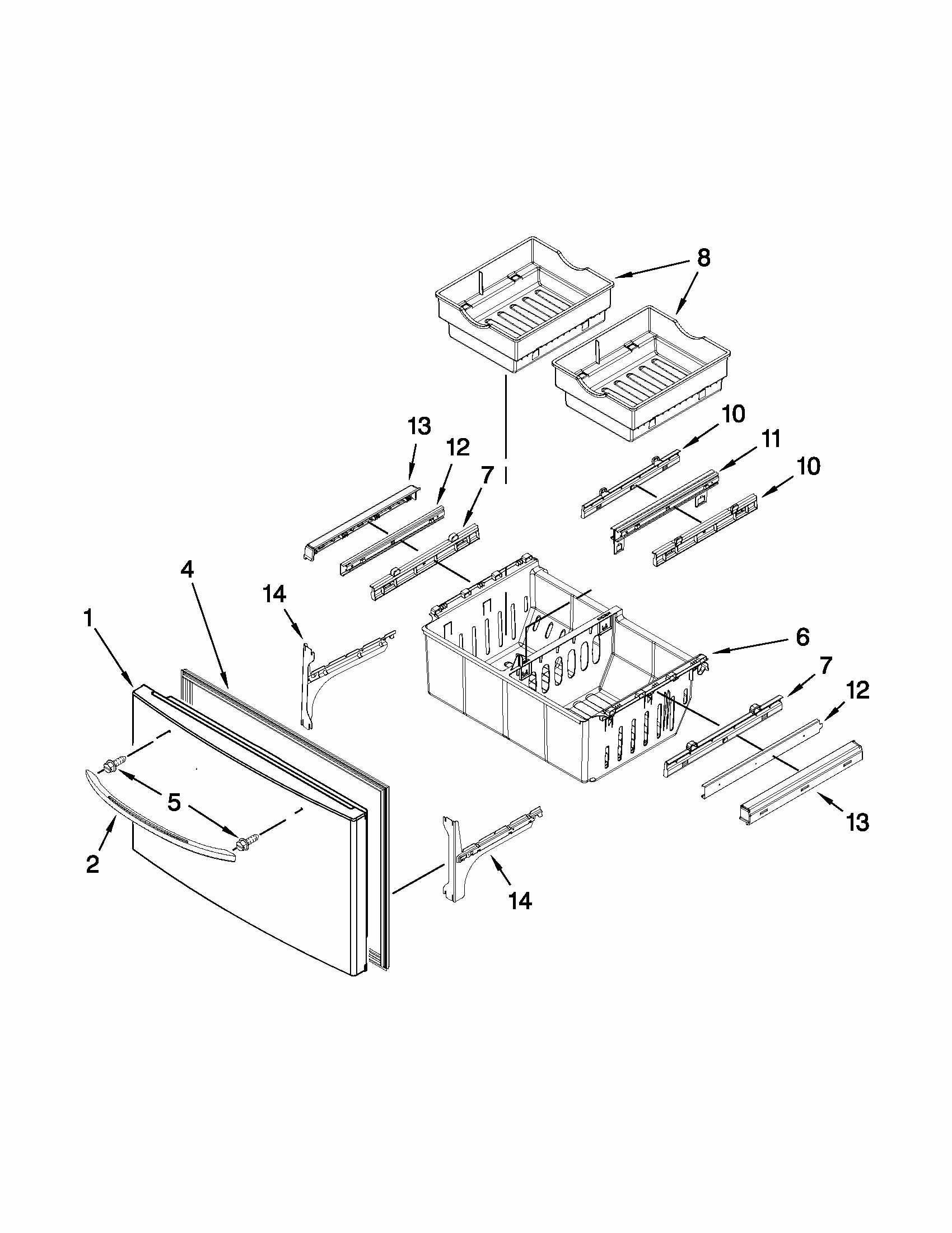 Freezer Door Parts Diagram and Parts List for MFI2269VEW7  Maytag Refrigerator