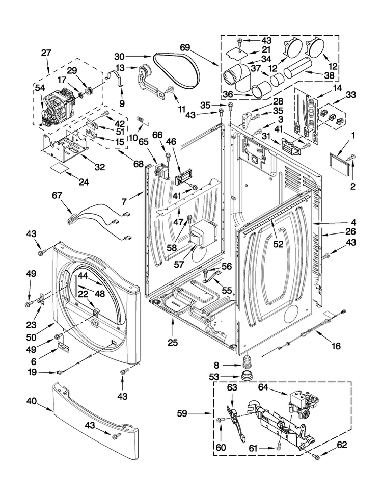 Cabinet Parts Diagram and Parts List for MDG25PDAGW1  Maytag Dryer