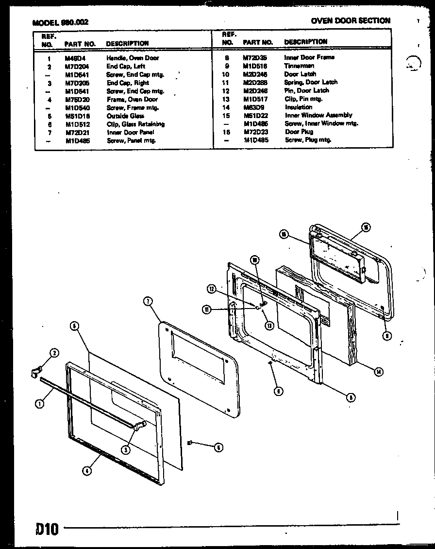 04 - OVER DOOR SECTION Diagram and Parts List for 980002  Maytag Range