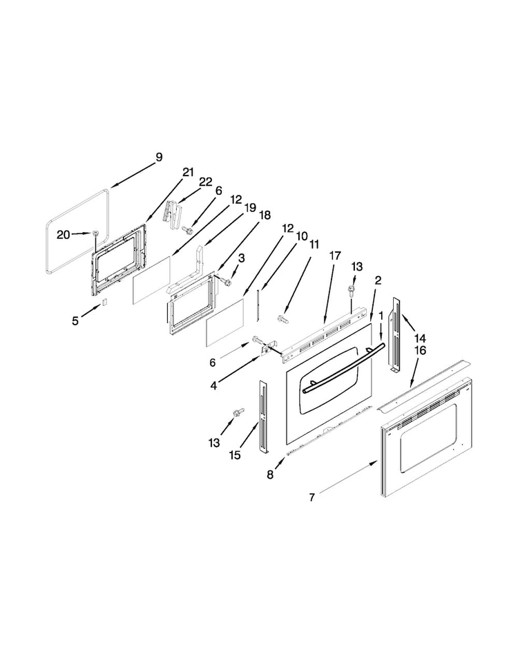 Lower Door Parts Diagram and Parts List for JDR8895BAW13  Jenn-Air Range
