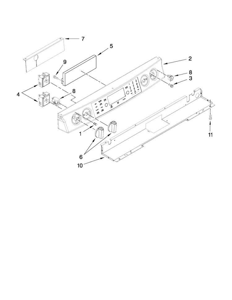 Control Panel Parts Diagram and Parts List for JES9750CAS02  Jenn-Air Range