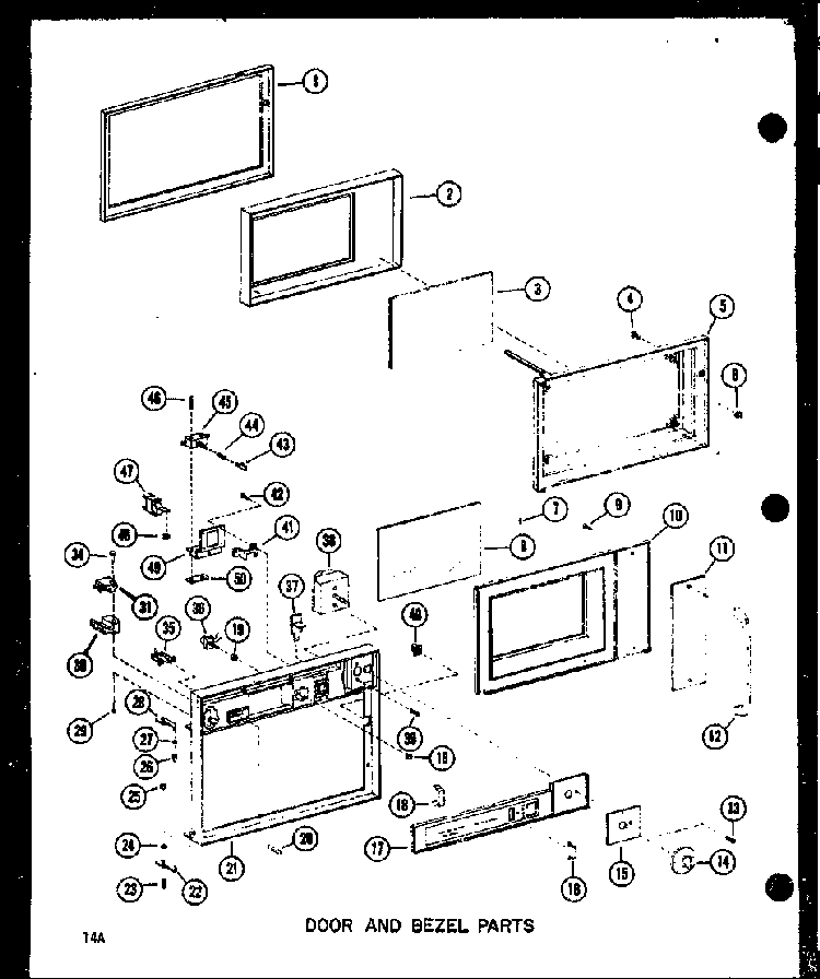 Door And Bezel Parts Diagram and Parts List for R-1J P71520-3M Amana Microwave