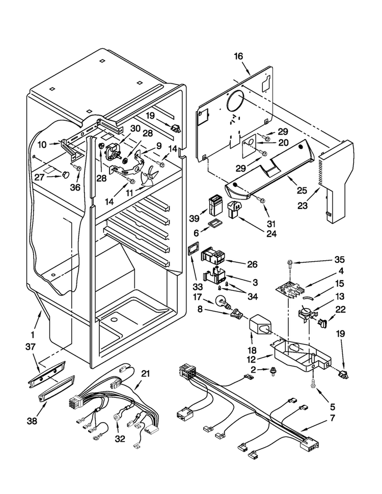 Liner Parts Diagram and Parts List for M8RXCGFXW02  Maytag Refrigerator