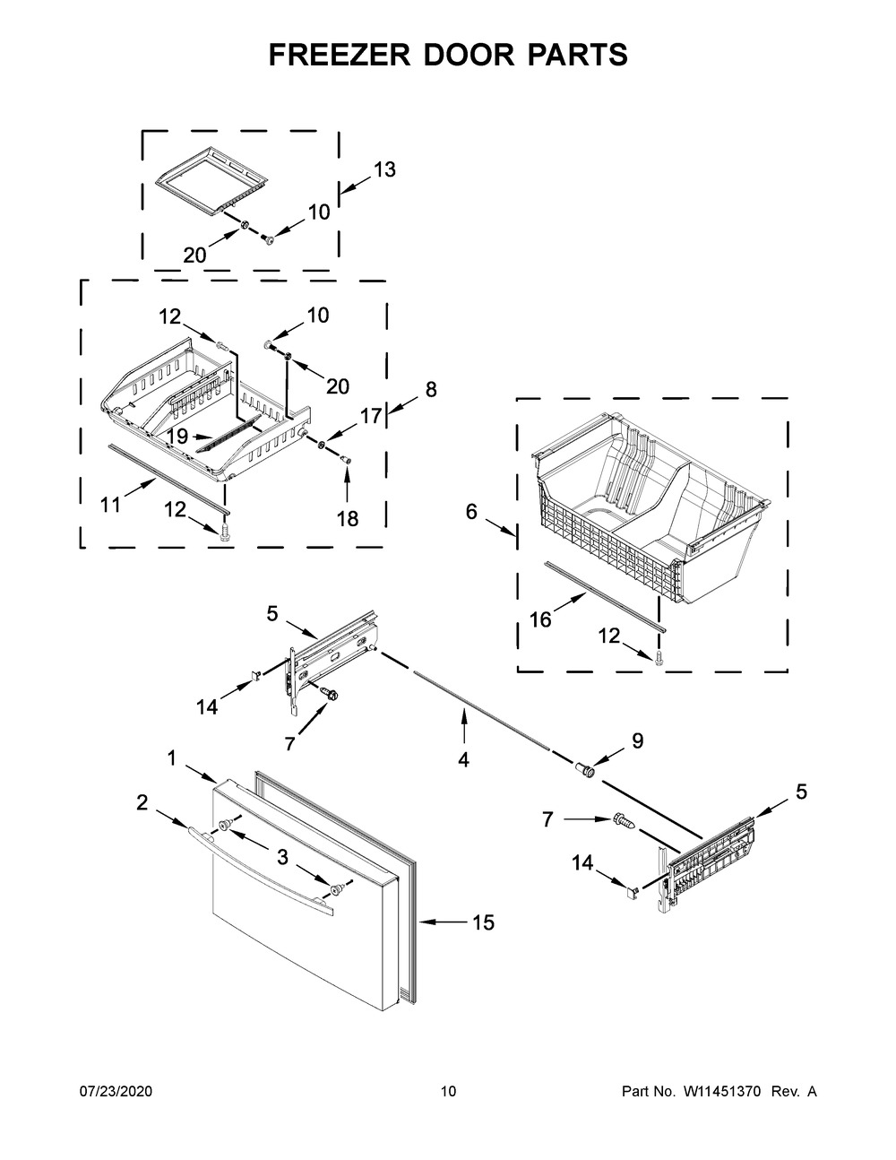 Freezer Door Parts Diagram and Parts List for JFFCC72EFS04  Maytag Refrigerator