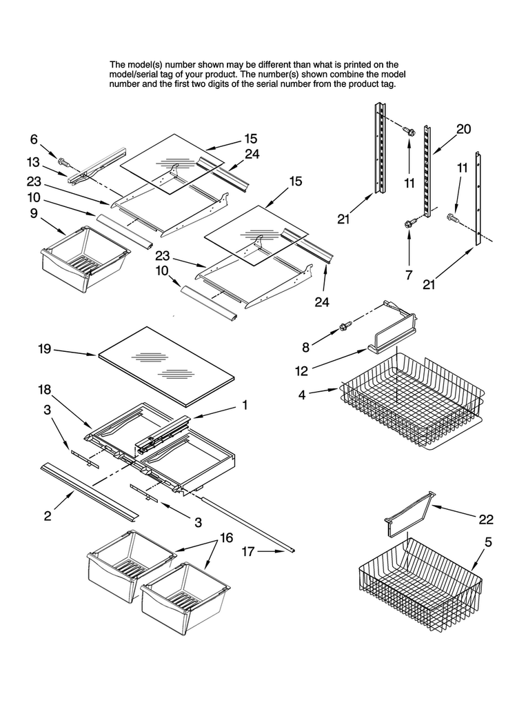 Shelf Parts Diagram and Parts List for ABL2222FES12  Amana Refrigerator