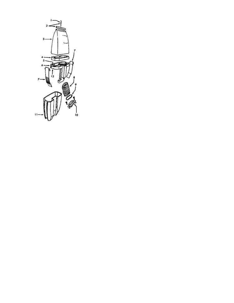 Dust Cup Kit Diagram and Parts List for U7069-080  Hoover Upright Vacuum