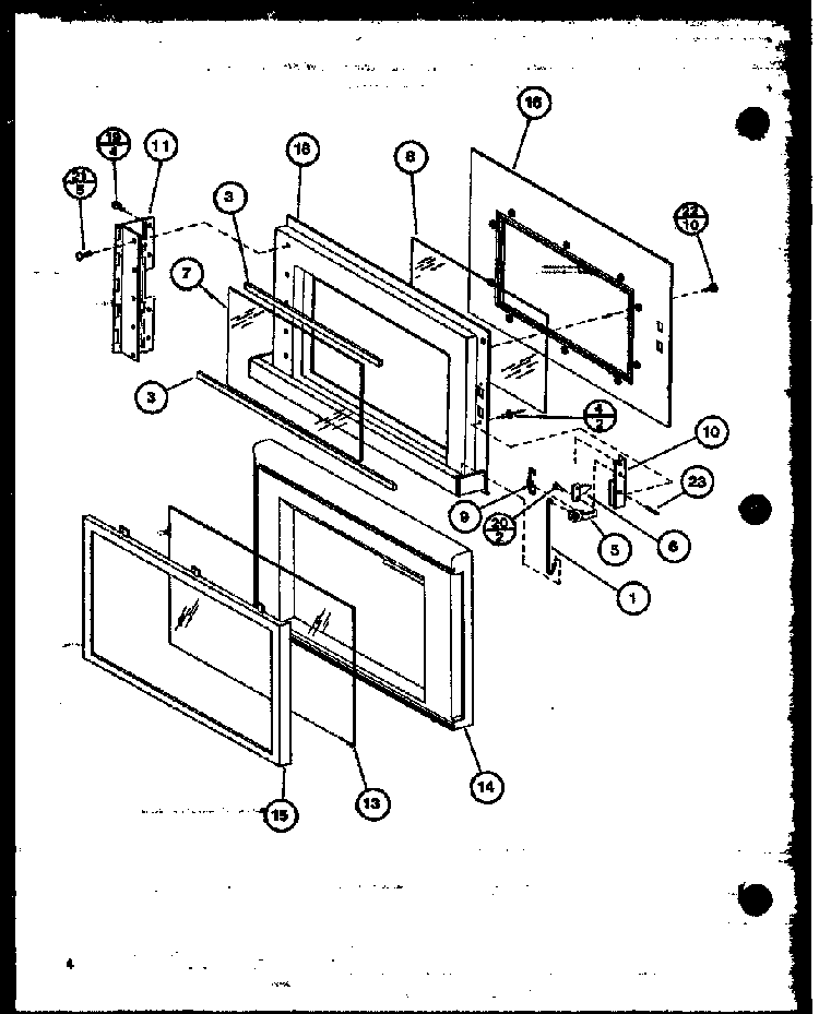 Door Diagram and Parts List for RS60 P76695-5M Amana Microwave