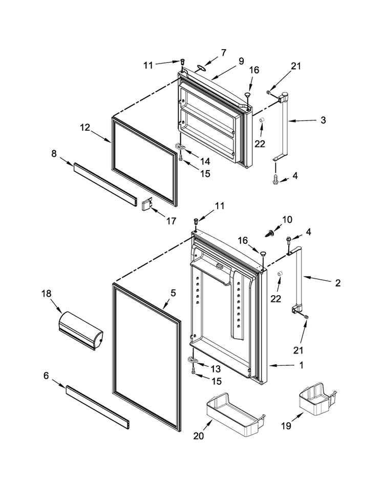 Door Parts Diagram and Parts List for 5MT519SFEH00  Maytag Refrigerator
