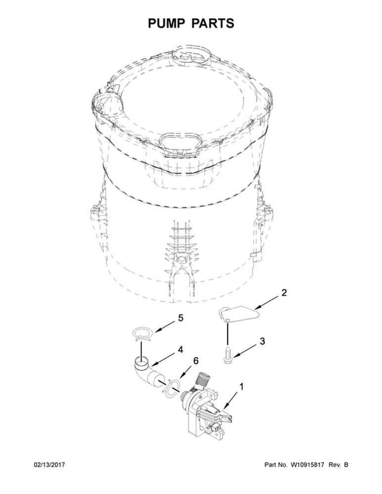 Pump Parts Diagram and Parts List for MVWB766FW0  Maytag Washer