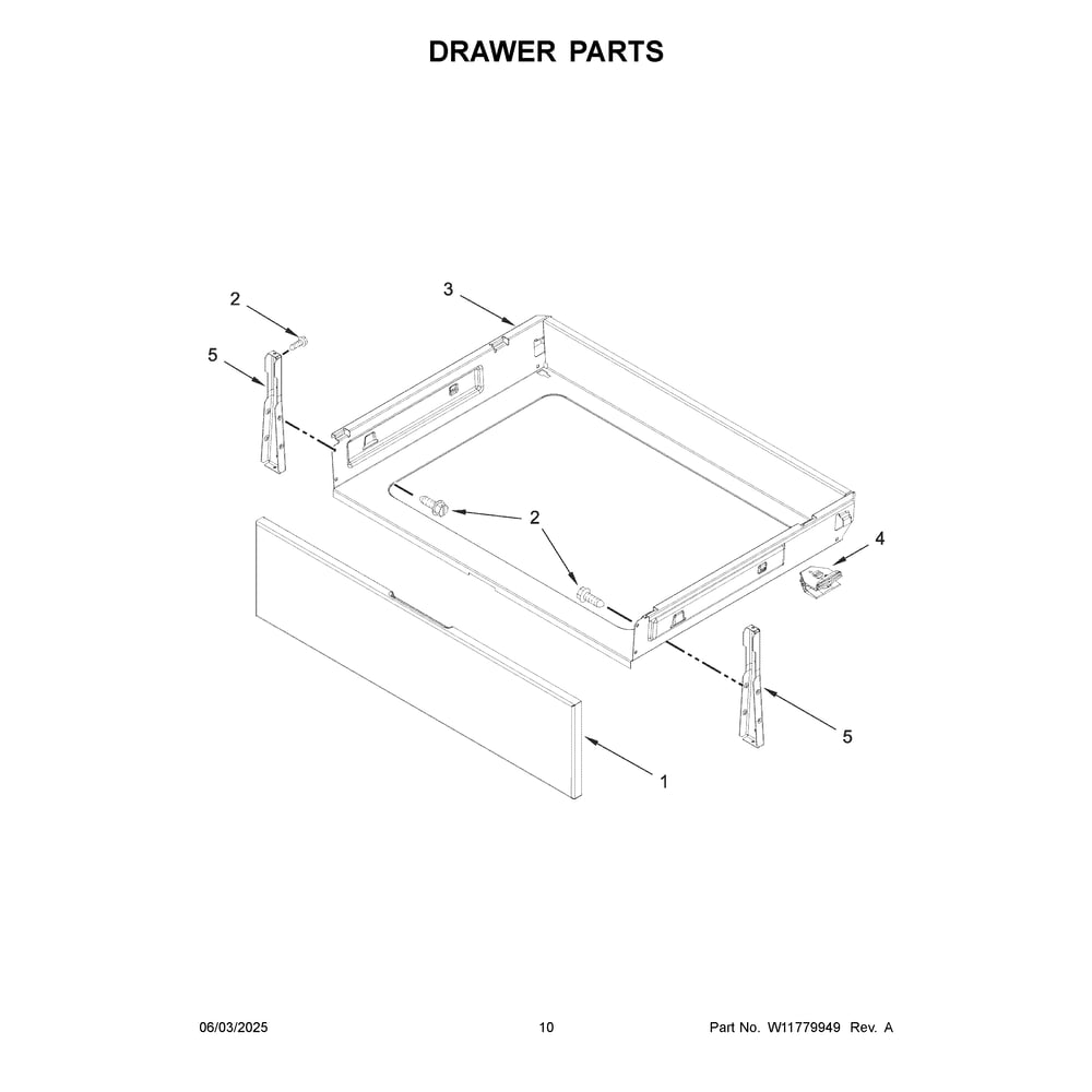 Drawer Parts Diagram and Parts List for MFES7030SZ0  Maytag Range