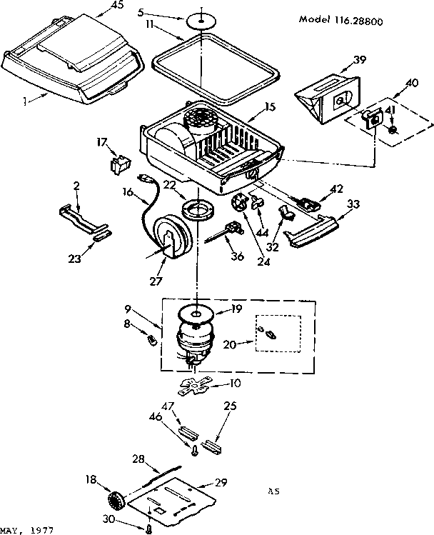 Base Assembly Diagram and Parts List for 11628800  Kenmore Canister Vacuum