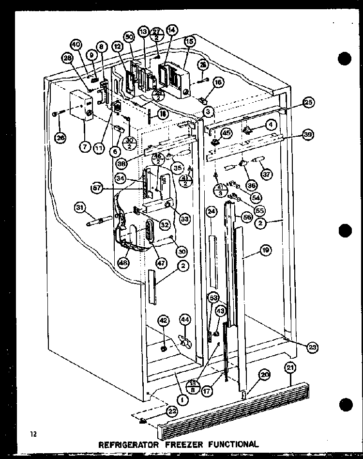 Refrigerator Freezer Functional Diagram and Parts List for SLI22F1-L-P7700009WL  Amana Refrigerator