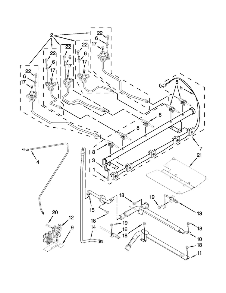 Manifold Parts Diagram and Parts List for MGR8880AS1  Maytag Range