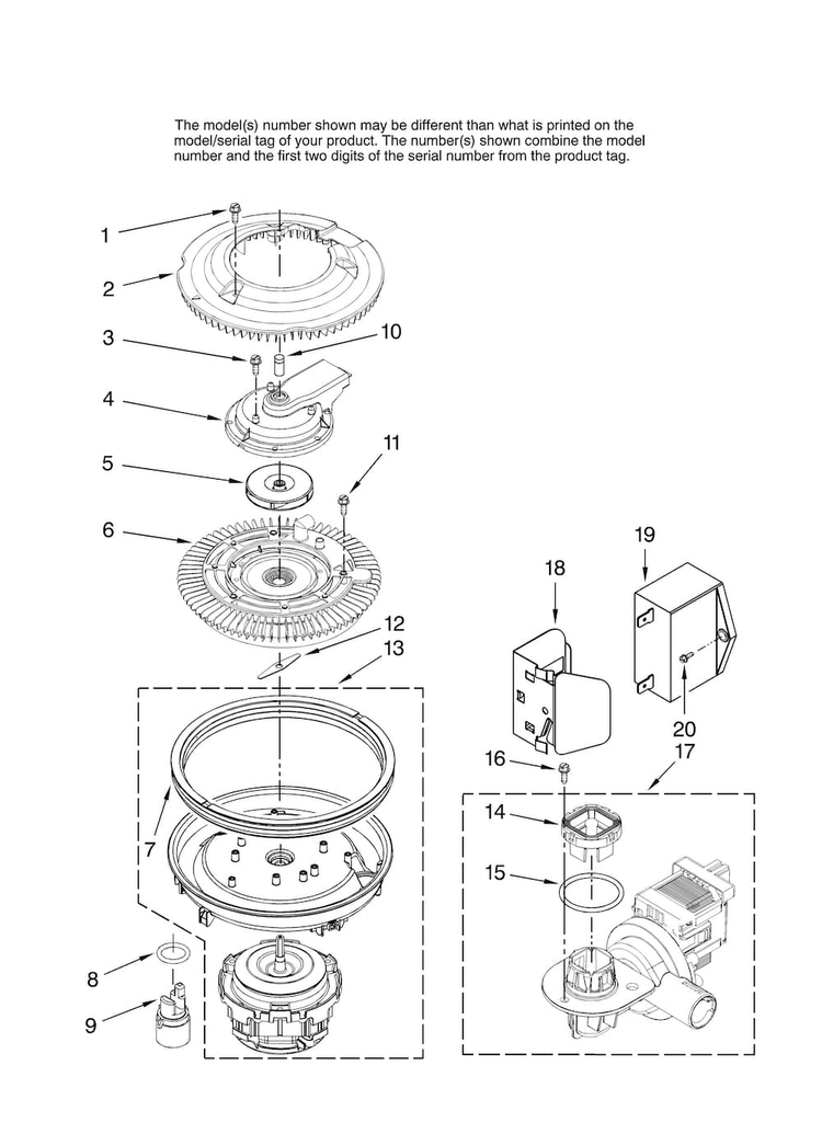 Pump And Motor Parts Diagram and Parts List for MDBH965AWS41  Maytag Dishwasher