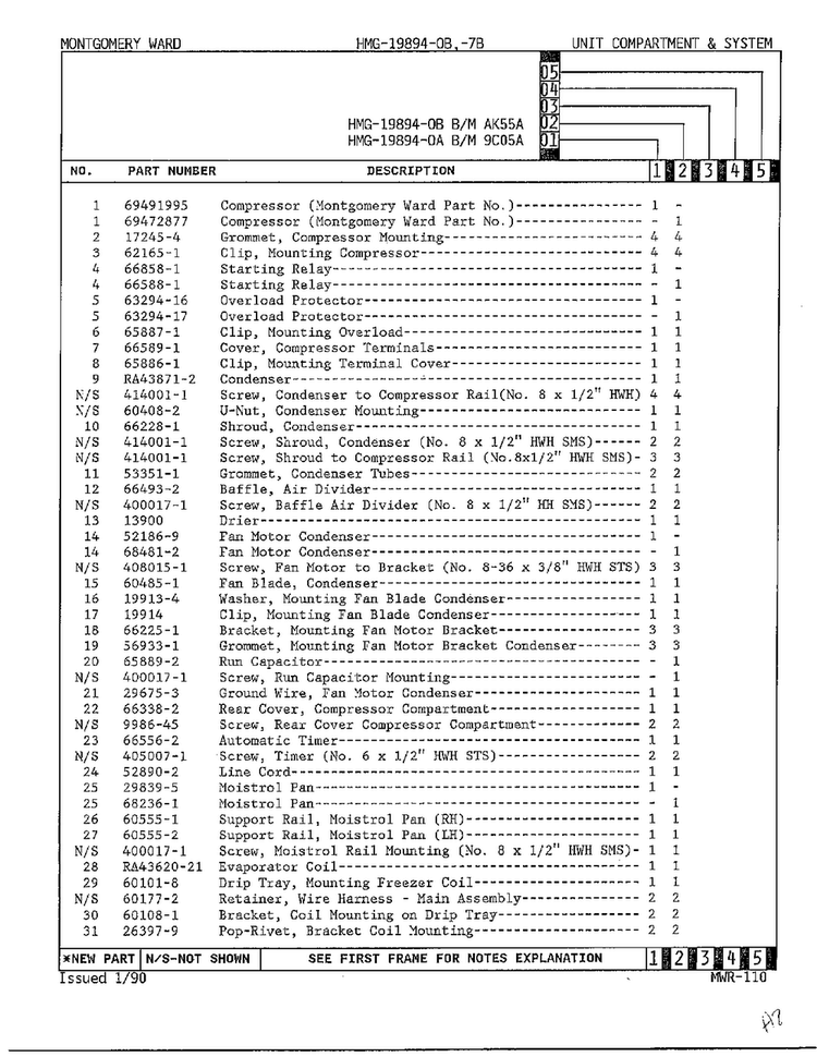 Unit Compartment And System Page 2 Diagram and Parts List for 19894A  Admiral Refrigerator