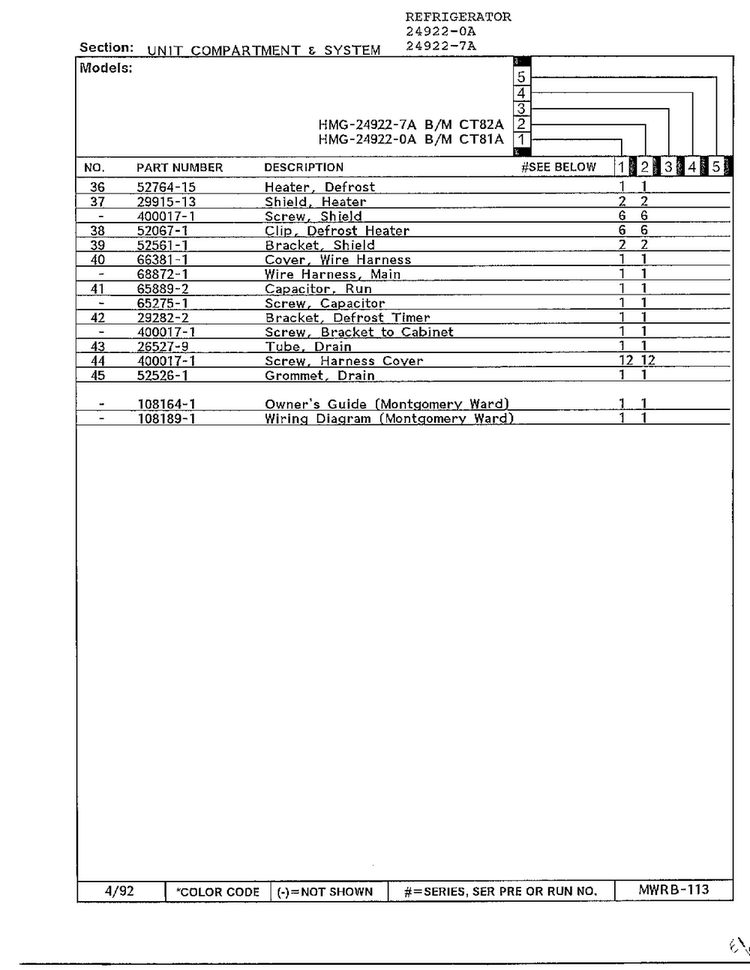 Unit Compartment And System Page 3 Diagram and Parts List for 24922-0A  Admiral Refrigerator