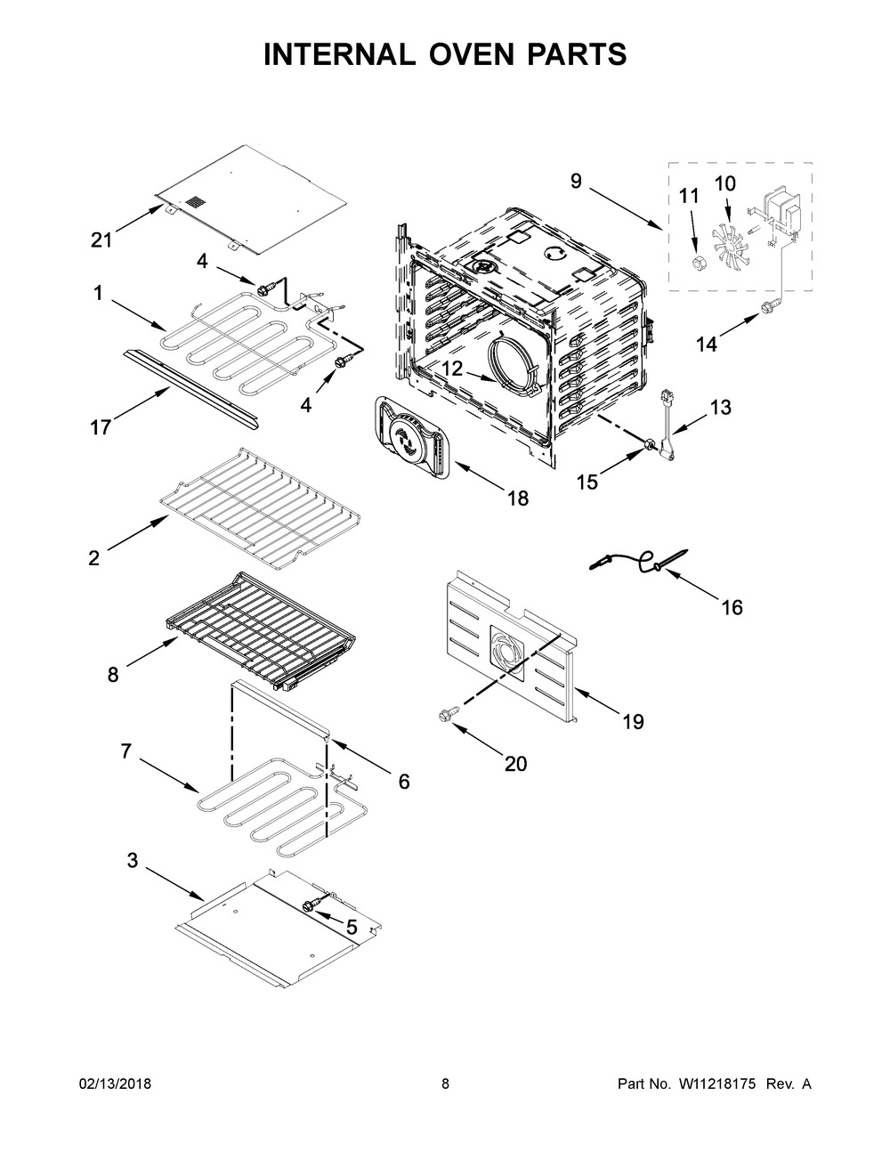 Internal Oven Parts Diagram and Parts List for JMW2427DS02  Maytag Microwave Oven Combo