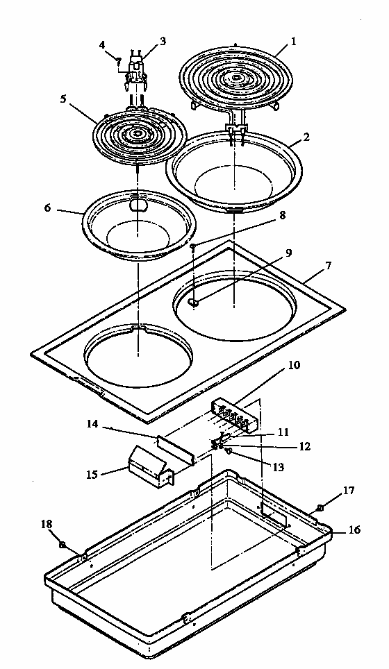 Cooktop (cc1e/p1155201) (cc1w/p1155202) Diagram and Parts List for CC1W-P1155202  Amana Range