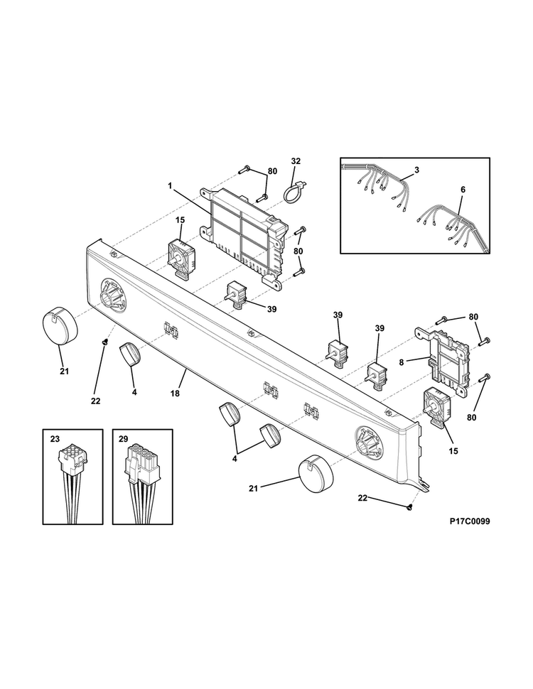 Control Panel Diagram and Parts List for CLCE600RW0  Crosley Washer Dryer Combo