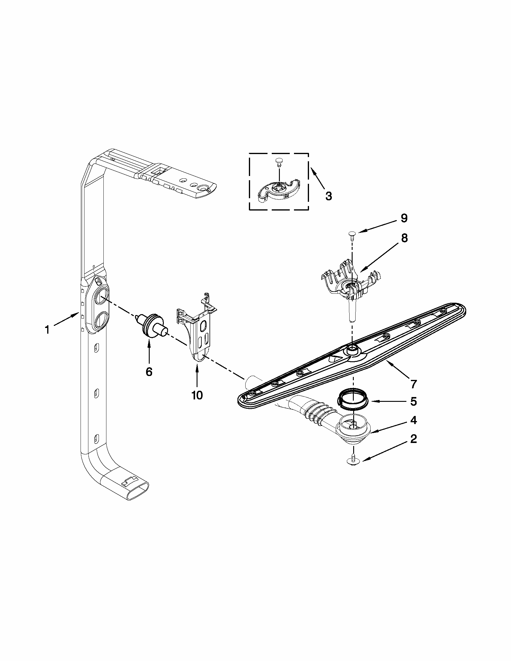 Upper Wash And Rinse Parts Diagram and Parts List for MDB7759SAS2  Maytag Dishwasher
