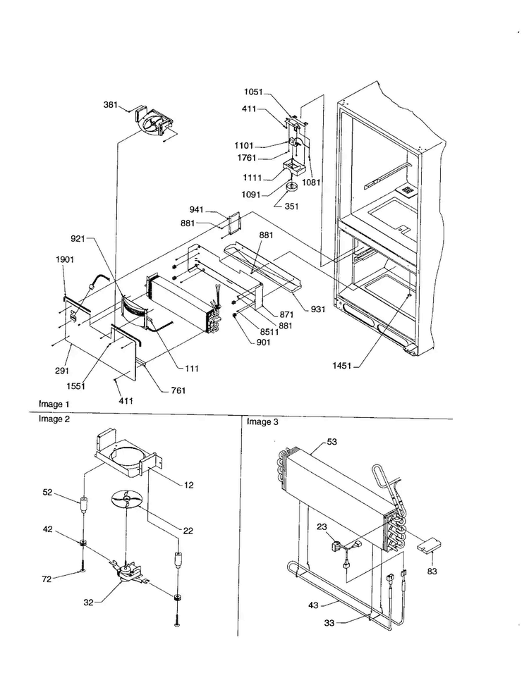 Evaporator/freezer Control Diagram and Parts List for DRB1201AC-PDRB2101AC0  Amana Refrigerator