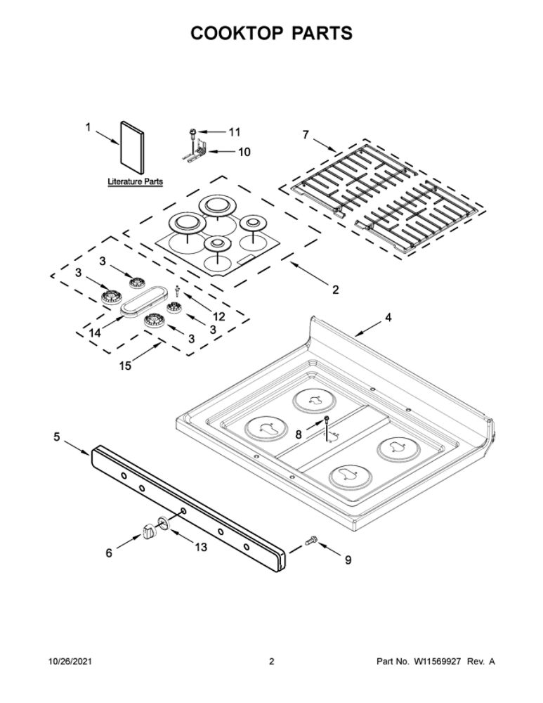 Cooktop Parts Diagram and Parts List for MGR7700LZ1  Maytag Range