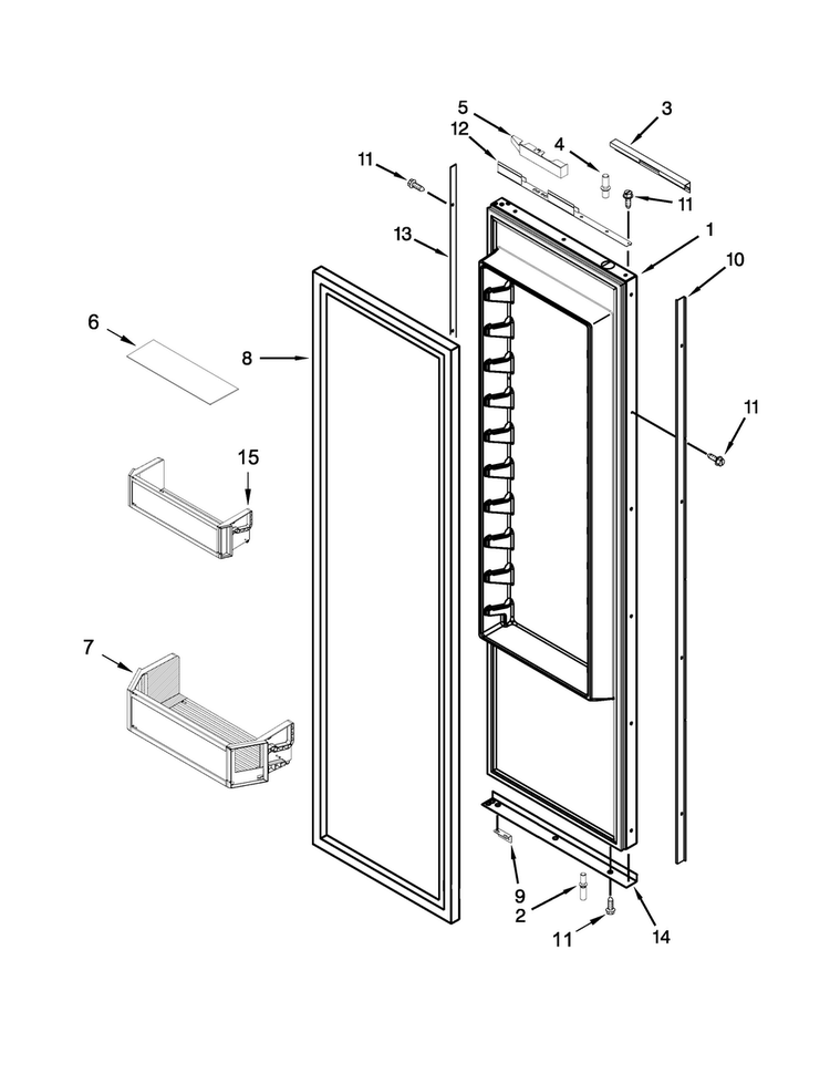 Refrigerator Door Parts Diagram and Parts List for JS48NXFXDE00  Jenn-Air Refrigerator