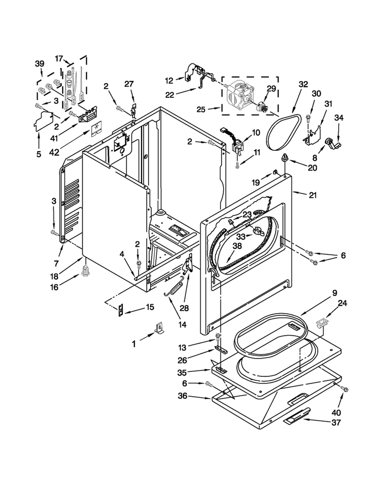 Cabinet Parts Diagram and Parts List for CED147SBW0  Crosley Dryer