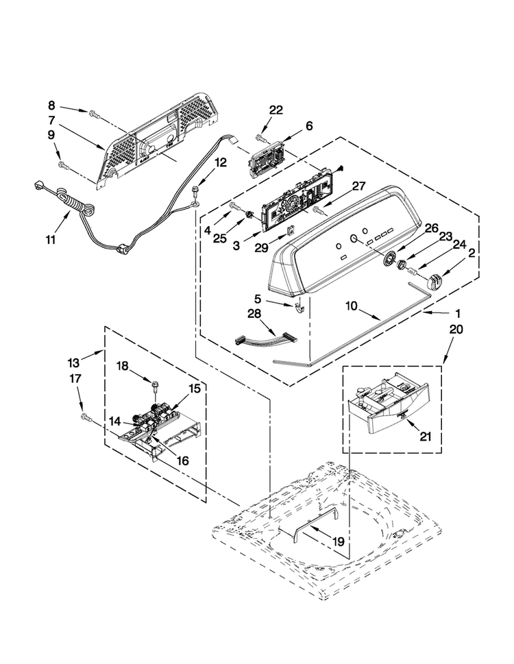 Console And Dispenser Parts Diagram and Parts List for 7MMVWX700XL0  Maytag Washer
